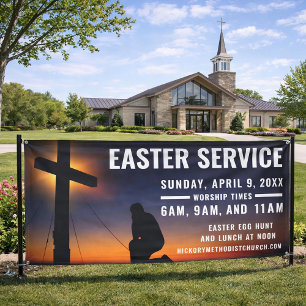 Lona Cartel de la Hora del Servicio de Pascua para las
