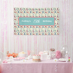 Lona Cartel de la sirena de cumpleaños para niños