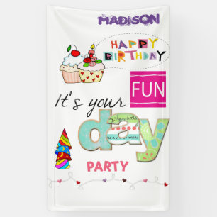 Lona Cartel de la tarta del calendario de cumpleaños fe