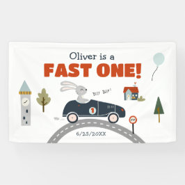 Lona Cartel de primer cumpleaños de Fast One Cars