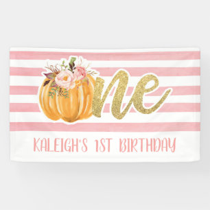 Lona Cartel de primer cumpleaños de la calabaza - fran