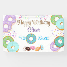 Lona Cartel de segundo cumpleaños de Donut boy