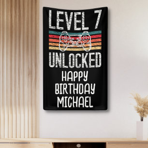 Lona Cartel de séptimo cumpleaños desbloqueado de nivel