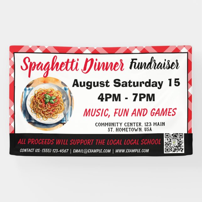 Lona Cartel de Spaghetti Dinner Fundraiser (Horizontal)