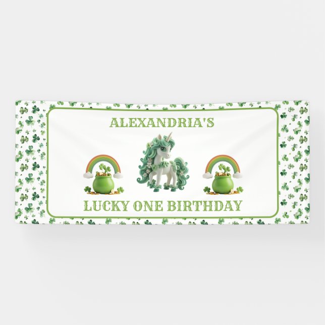 Lona Cartel de St Patricks Lucky One Unicorn (Horizontal)