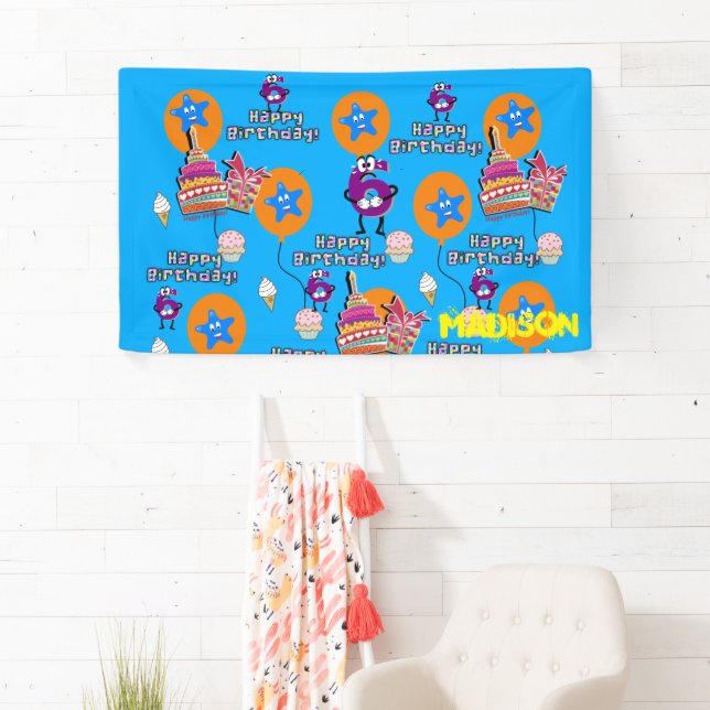 Lona Cartel de vinilo, cartel de feliz sexto cumpleaños (In situ)