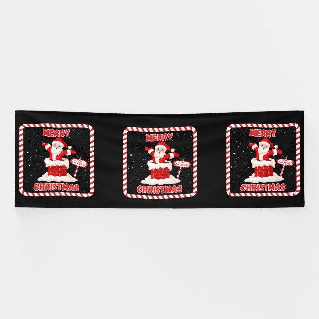 Lona Cartel de Vinyl 4x12 de Feliz Navidad Santa Collec (Horizontal)