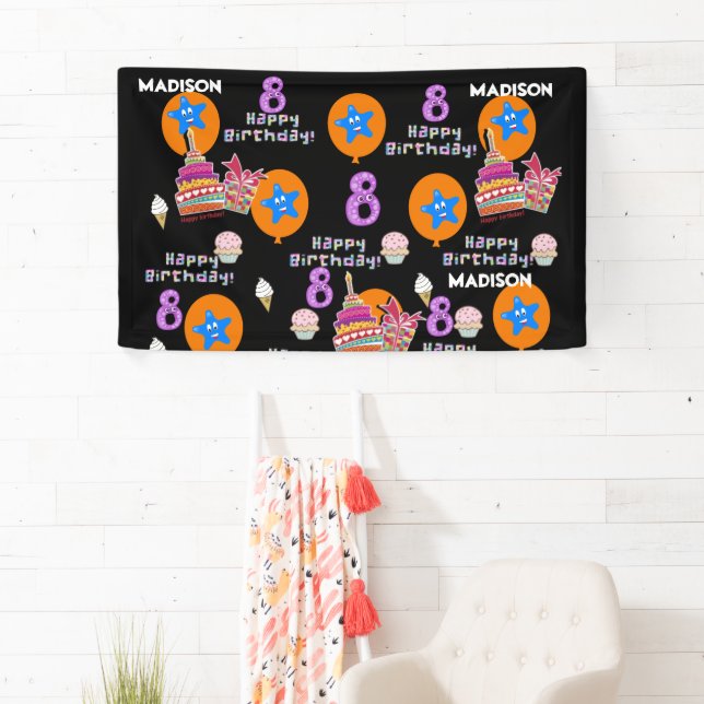 Lona Cartel de Vinyl, cartel de feliz octavo cumpleaños (In situ)