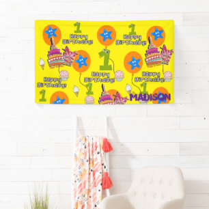 Lona Cartel de Vinyl, cartel de feliz primer cumpleaños