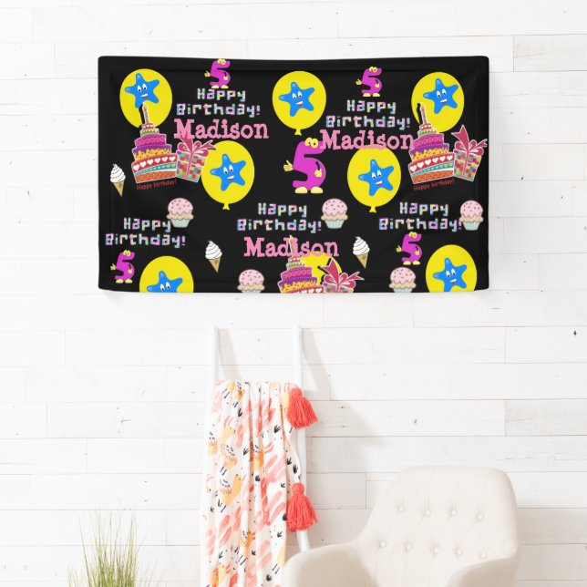 Lona Cartel de Vinyl, cartel de feliz quinto cumpleaños (In situ)