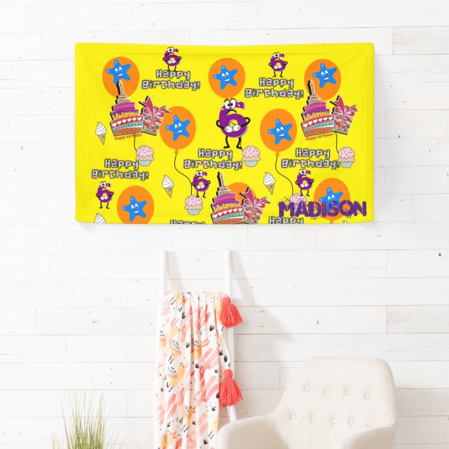 Lona Cartel de Vinyl, cartel de feliz sexto cumpleaños, (In situ)