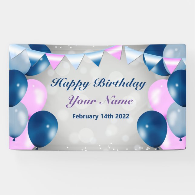 Lona Cartel de Vinyl de la celebración del cumpleaños,  (Horizontal)