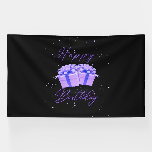 Lona Cartel de Vinyl Happy Birthday Bonito Purple 6x10 (Horizontal)