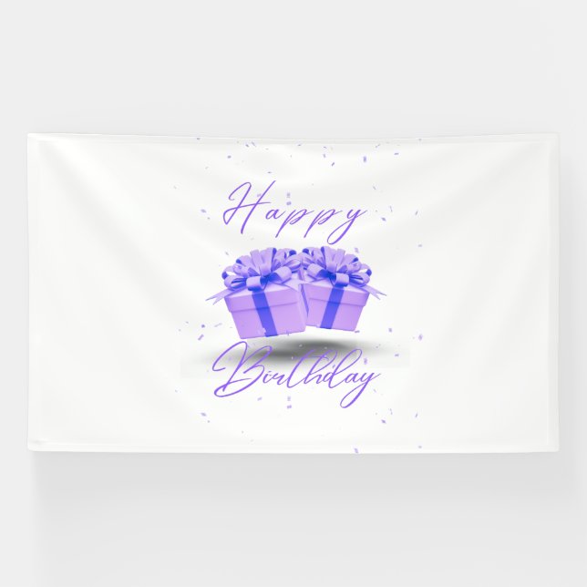 Lona Cartel de Vinyl Happy Birthday Bonito Purple 6x10 (Horizontal)