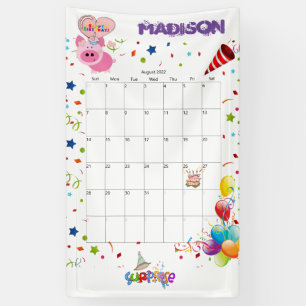 Lona Cartel de Vinyl Happy Birthday Calendar de agosto