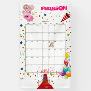 Lona Cartel de Vinyl Happy Birthday Calendar de marzo d