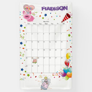 Lona Cartel de Vinyl Happy Birthday Calendar de mayo de