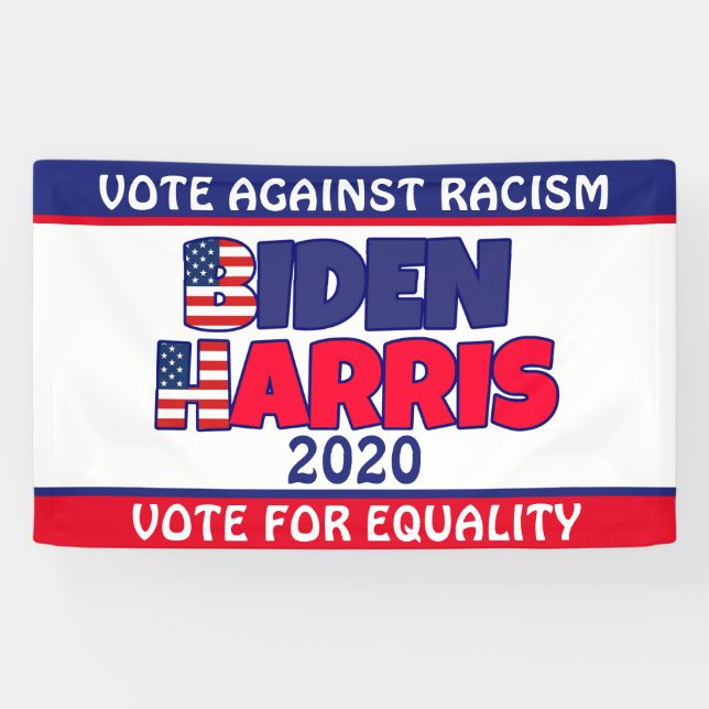 Lona Cartel de voto contra el racismo de Biden Harris 2 (Horizontal)