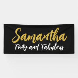 Lona Cartel del 40.º Fiesta de cumpleaños en negro y or