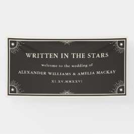 Lona Cartel del boda de estrellas escrito en celeste