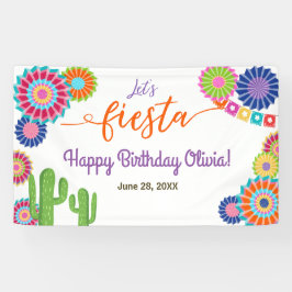 Lona Cartel del cumpleaños de Fiesta Cactus Floral mexi