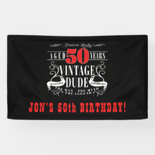 Lona Cartel del cumpleaños de los hombres de Vintage Du
