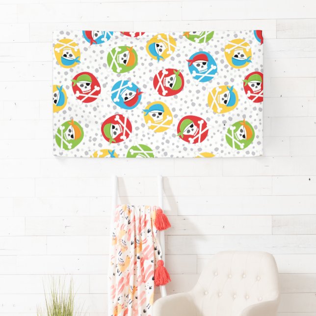 Lona Cartel del Fiesta pirata de niño Chica Skulls (In situ)