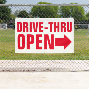 Lona Cartel "Drive-Thru" Para Restaurantes De Comida Rá