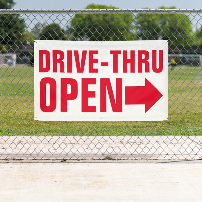 Lona Cartel "Drive-Thru" Para Restaurantes De Comida Rá (In situ)