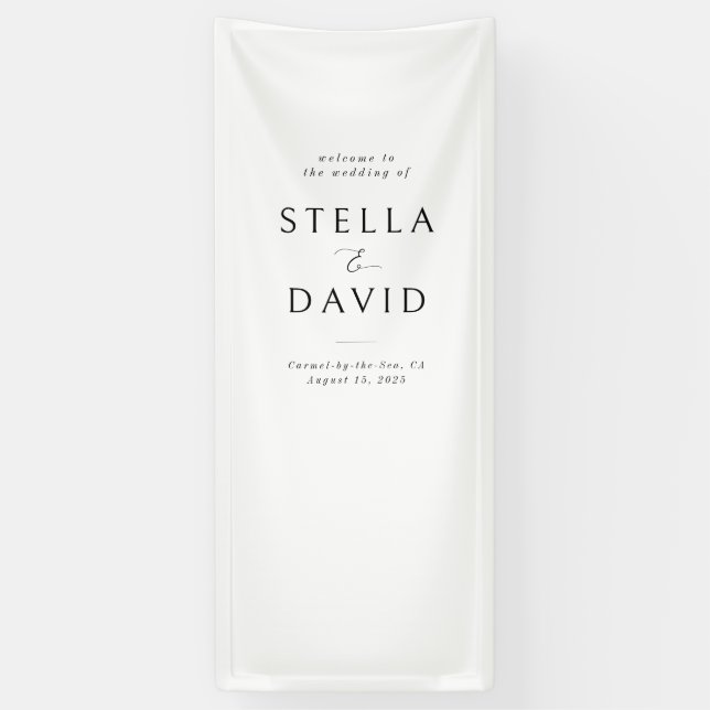 Lona Cartel elegante Boda de bienvenida minimalista (Vertical)