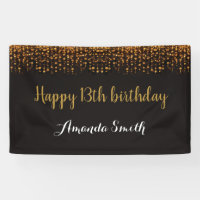 Cartel feliz 13 de cumpleaños. Purpurina negro y o