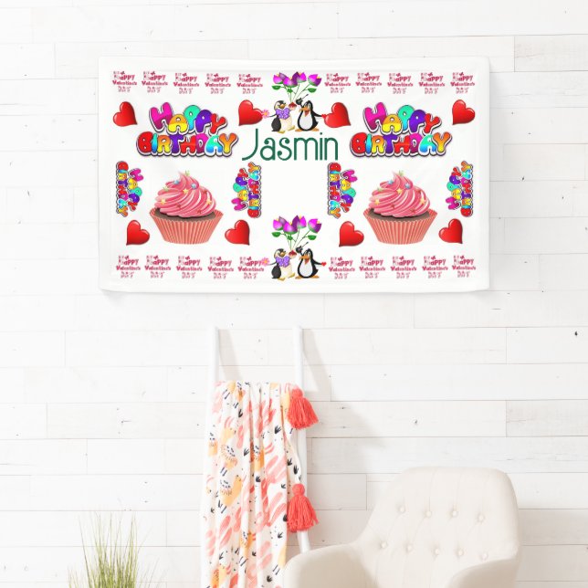 Lona Cartel feliz de San Valentín, cartel de cumpleaños (In situ)