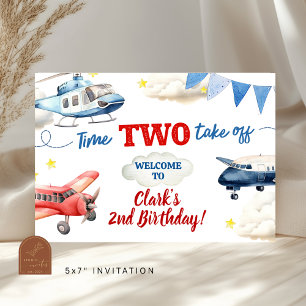 Lona Cartel grande del segundo cumpleaños del niño avió