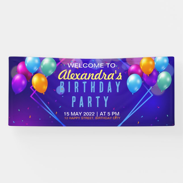 Lona Cartel horizontal de la fiesta de cumpleaños (Horizontal)
