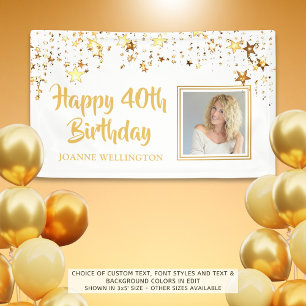 Lona Cartel personalizado de la 40.ª foto de cumpleaños