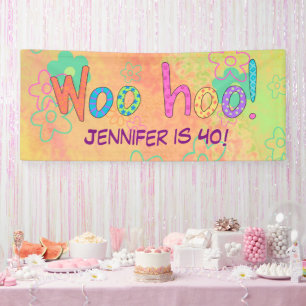 Lona Cartel personalizado del nombre de WooHoo de cumpl