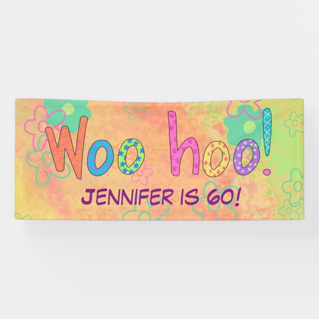 Lona Cartel personalizado del nombre de WooHoo de cumpl (Horizontal)