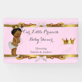 Lona Cartel Princesa Baby Shower Rosa Blanco Oro Étnico