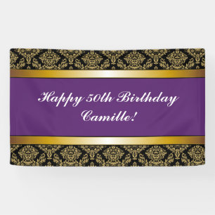 Lona Cartel Purple Any Age Gold Damask Birthday