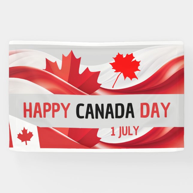 Lona Cartel que dice "Feliz Día de Canadá, 1 de julio. (Horizontal)