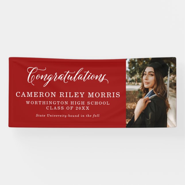 Lona Cartel rojo de graduación (Horizontal)