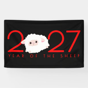 Lona Cartoon 2027 Año Nuevo Chino de la Oveja