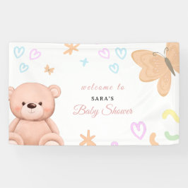 Lona Cartoon Teddy Bear Pastel Girl Baby Shower Welcome
