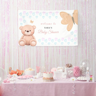 Lona Cartoon Teddy Bear Pastel Girl Baby Shower Welcome