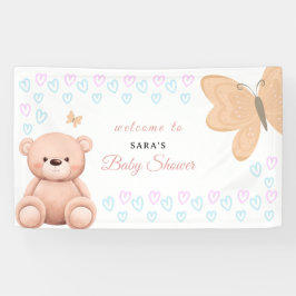 Lona Cartoon Teddy Bear Pastel Girl Baby Shower Welcome