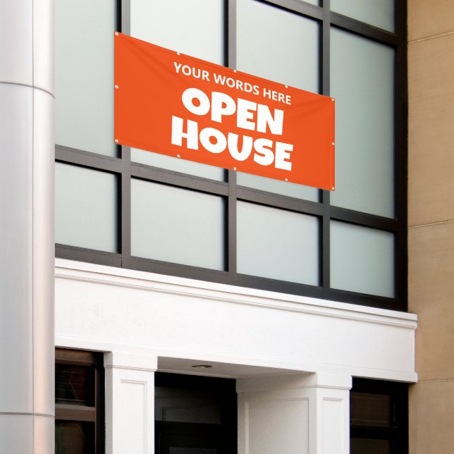 Lona CASA ABIERTA Banner personalizado (Edificio exterior)