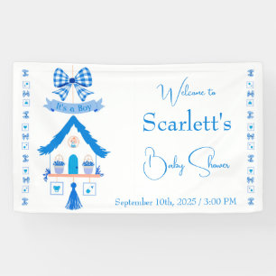 Lona Casa azul personalizada es un niño Baby Shower