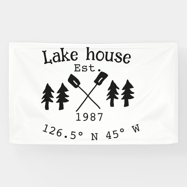 Lona Casa del lago. Fecha año personalizado coordenadas (Horizontal)