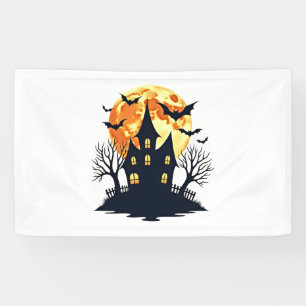 Lona Casa embrujada con murciélagos - Tee de Halloween