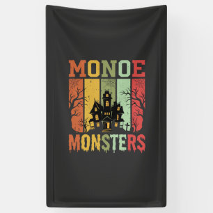 Lona Casa Embrujada de Halloween Monstruos Retro